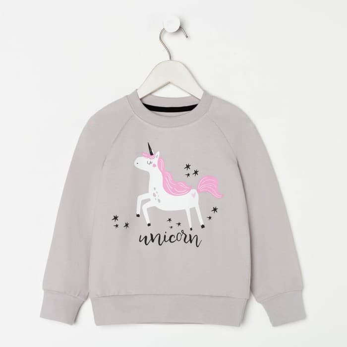 Свитшот для девочки KAFTAN: Unicorn, серый, размер 34 (122-128 см)