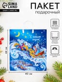 Пакет подарочный новогодний «Ночка», полиэтиленовый с пластиковой ручкой, 40×44 см