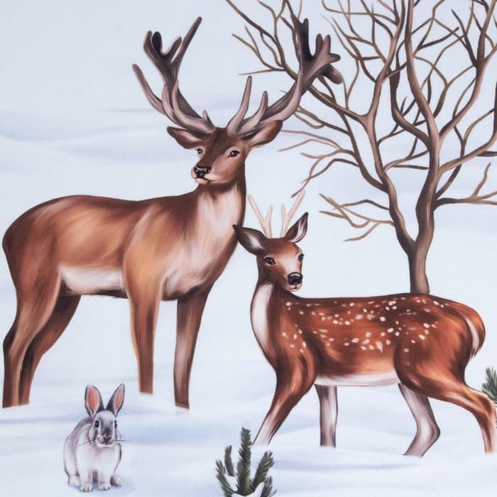 Новогодний комплект штор для кухни с подхватами «Сказочный лес» 145×180 см-2 шт., габардин