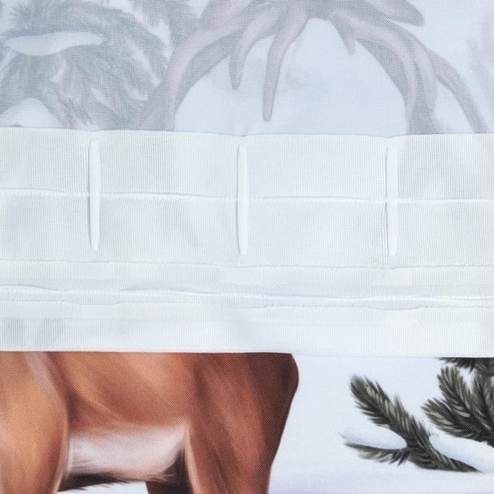 Новогодний комплект штор для кухни с подхватами «Сказочный лес» 145×180 см-2 шт., габардин