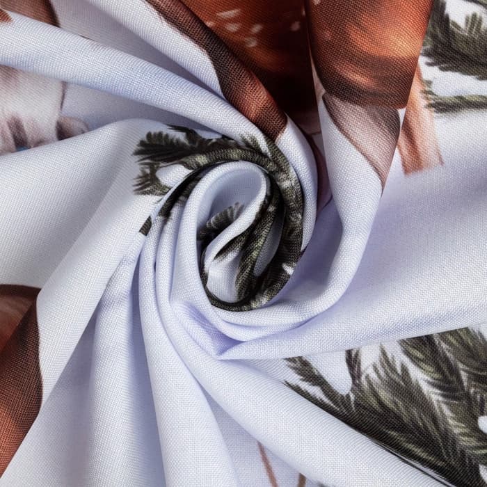 Новогодний комплект штор для кухни с подхватами «Сказочный лес» 145×180 см-2 шт., габардин