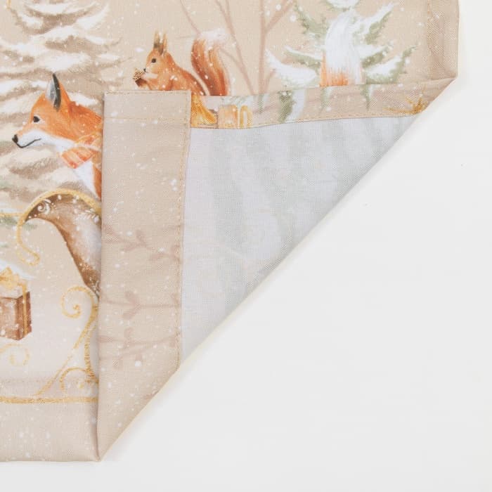 Комплект штор для кухни с подхватами «Этель» Christmas forest, 2 шт., бежевые, 145×180 см