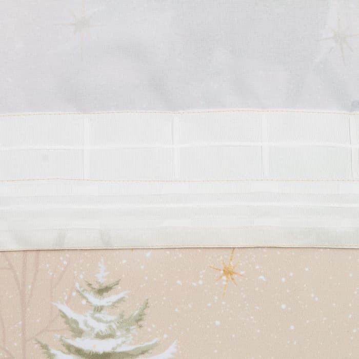 Комплект штор для кухни с подхватами «Этель» Christmas forest, 2 шт., бежевые, 145×180 см