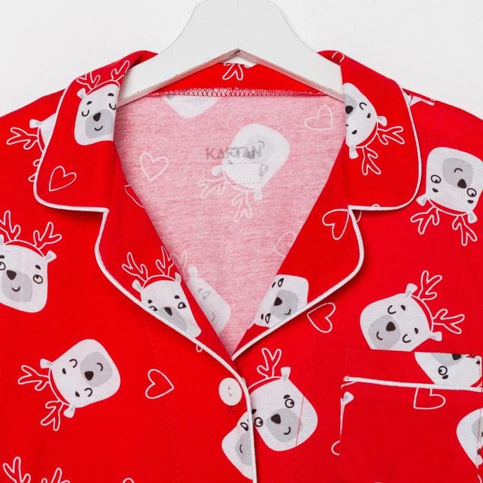 Пижама новогодняя женская (рубашка, брюки) KAFTAN Мишки, красная, размер 44-46