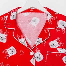 Пижама новогодняя женская (рубашка, брюки) KAFTAN Мишки, красная, размер 48-50