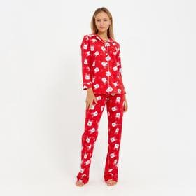 Пижама новогодняя женская (рубашка, брюки) KAFTAN Мишки, красная, размер 48-50