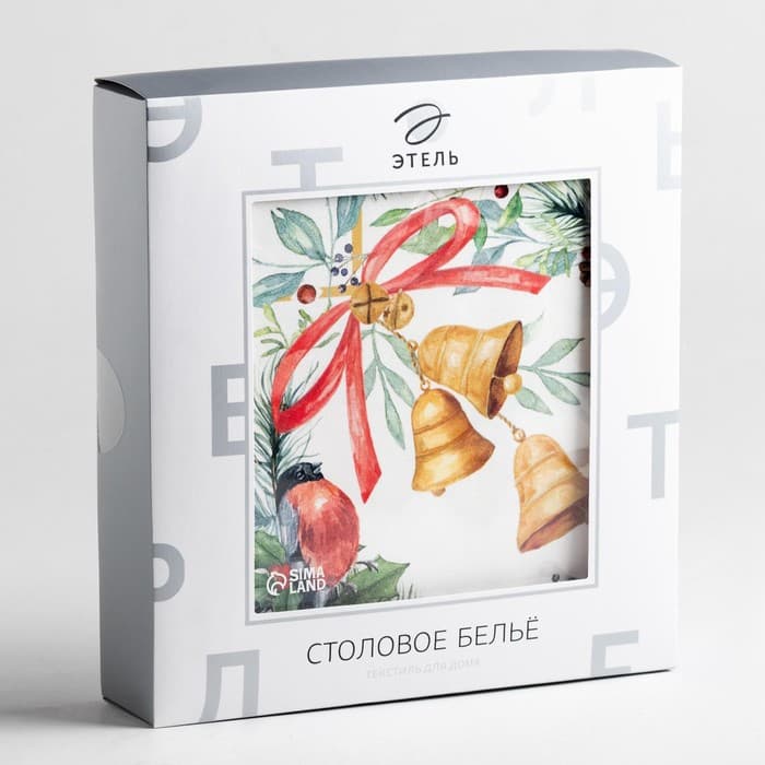 Набор новогодний «Этель» Christmas bells: скатерть 150×220±3 см с ГМВО, салфетки 40×40 см, 12 шт.