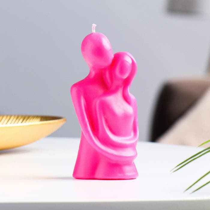 Свеча декоративная «Влюблённые», 12 см, розовая