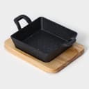 Сковорода «Ночь», 18.5×12.5×5.2 см, на деревянной подставке, чугун, чёрная