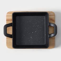 Сковорода «Ночь», 18.5×12.5×5.2 см, на деревянной подставке, чугун, чёрная