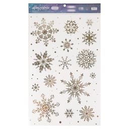 Наклейки новогодние виниловые с фольгированием «Снежинки», 30×50 см