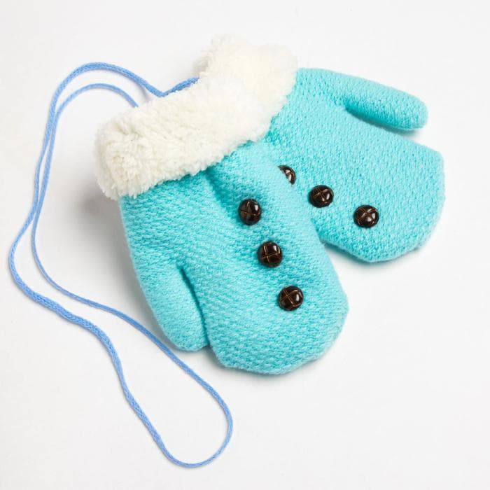 Варежки детские MINAKU с пуговичками, 15 размер (15 см), голубые