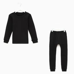 Термобельё детское (лонгслив, брюки), чёрное, рост 122 см