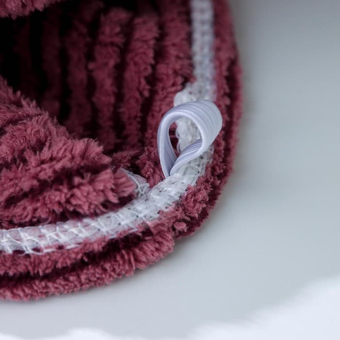 Чалма для сушки волос Доляна, микрофибра, с пуговкой, бордовая