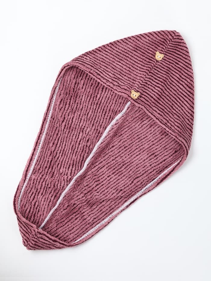 Чалма для сушки волос Доляна, микрофибра, с пуговкой, бордовая