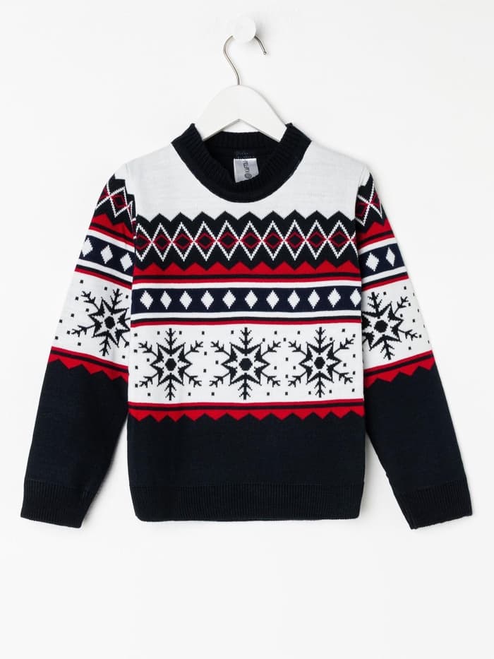 Джемпер детский новогодний вязаный KAFTAN: Snow, чёрный, размер 32 (110-116 см)