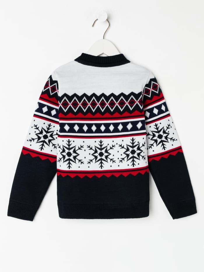 Джемпер детский новогодний вязаный KAFTAN: Snow, чёрный, размер 32 (110-116 см)