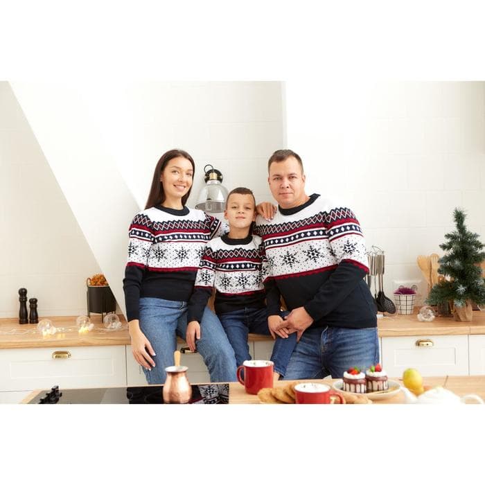 Джемпер детский новогодний вязаный KAFTAN: Snow, чёрный, размер 32 (110-116 см)