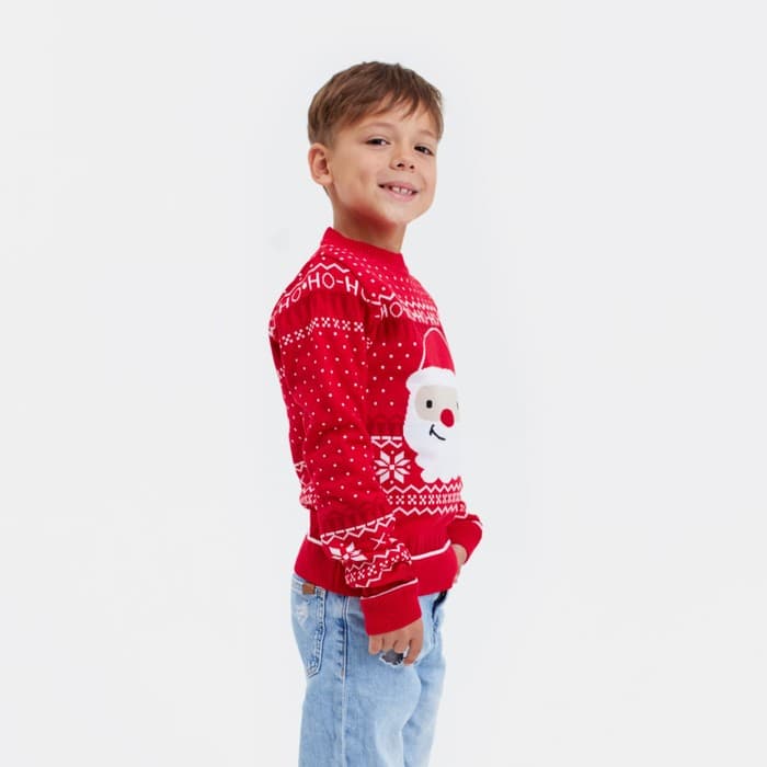Джемпер детский новогодний вязаный KAFTAN: Santa, красный, рост 110-116 см