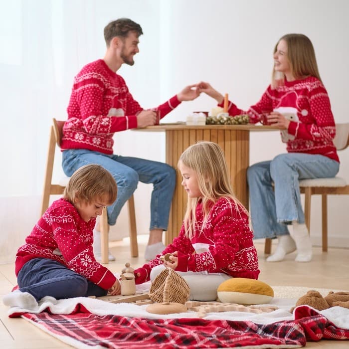 Джемпер детский новогодний вязаный KAFTAN: Santa, красный, рост 110-116 см
