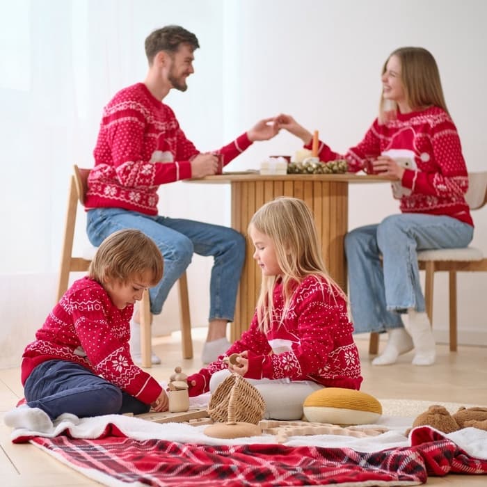 Джемпер детский новогодний вязаный KAFTAN: Santa, красный, рост 110-116 см