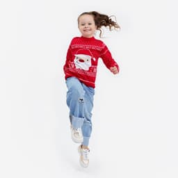 Джемпер детский новогодний вязаный KAFTAN: Santa, красный, рост 110-116 см