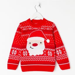 Джемпер детский новогодний вязаный KAFTAN: Santa, красный, рост 110-116 см