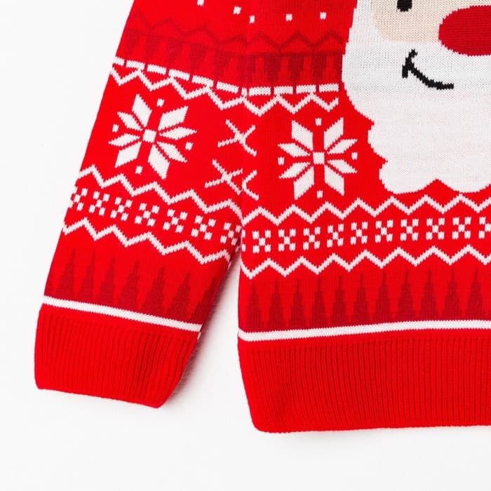 Джемпер детский новогодний вязаный KAFTAN: Santa, красный, рост 110-116 см