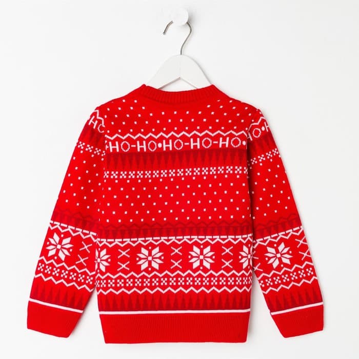 Джемпер детский новогодний вязаный KAFTAN: Santa, красный, рост 110-116 см