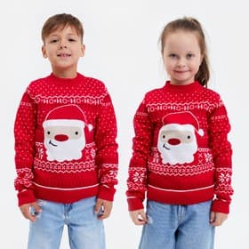 Джемпер детский новогодний вязаный KAFTAN: Santa, красный, размер 30 (98-104 см)