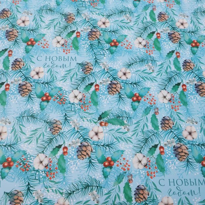 Упаковочная бумага на Новый год «Зимняя», 70 х 100 см, глянцевая