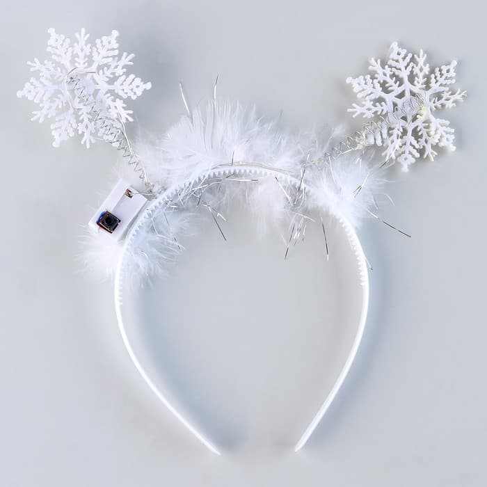 Ободок новогодний карнавальный «Снежинка» с голубыми диодами