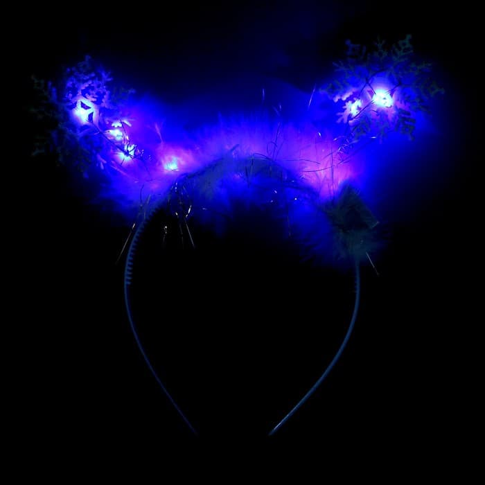 Ободок новогодний карнавальный «Снежинка» с голубыми диодами