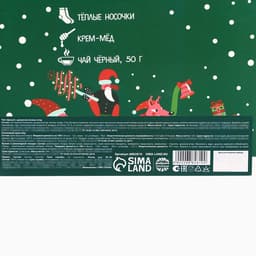Подарочный набор новогодний «Веселья в новом году»: чай со вкусом лесных ягод 50 г, крем-мед хлопковый 120 г, арахис в шоколадной глазури, 100 г, носки р-р: 36...