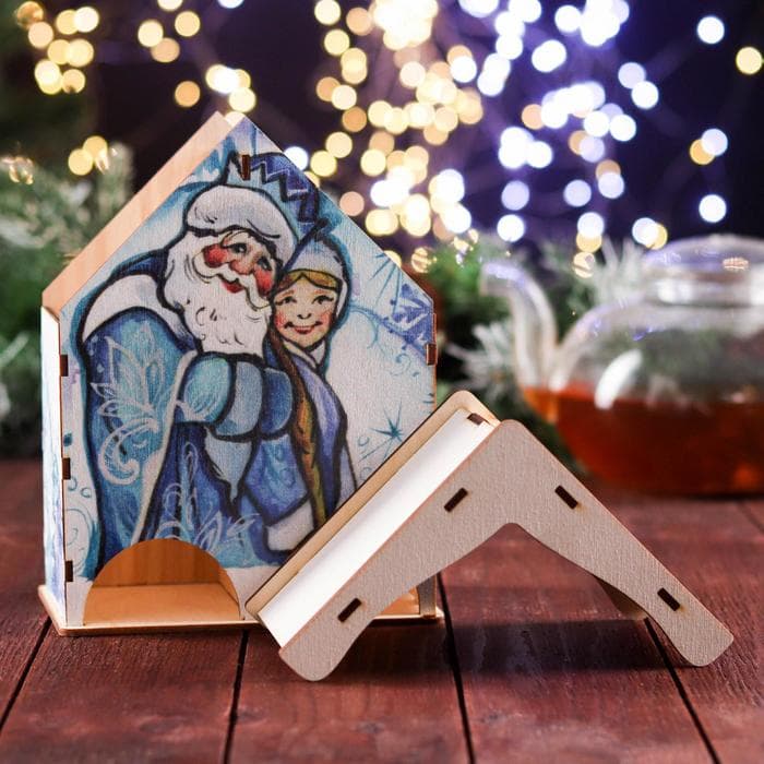 Чайный домик на два ряда «Дед Мороз и Снегурочка», 15.5×9.6×20 см