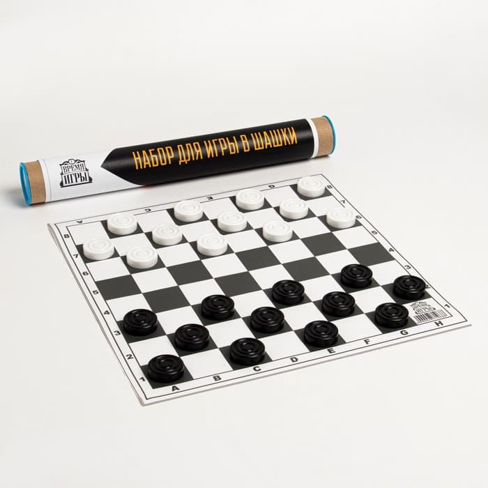 Настольная игра Время игры, шашки, поле винил 30×30 см, 24 шт., d=3 см, h=0.9 см, в тубусе