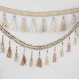 Тесьма для штор, с кистями и бусинами, 13 см, 5±0.5 м, белая, бежевая