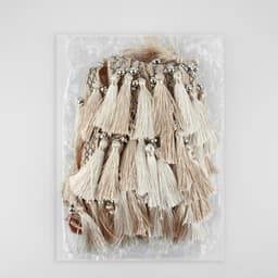 Тесьма для штор, с кистями и бусинами, 13 см, 5±0.5 м, белая, бежевая