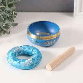 Поющая чаша «Медитация», музыкальный инструмент, синяя с резонатором и подушечкой, 4.2×9.5×9.5 см