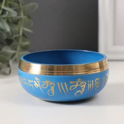 Поющая чаша «Медитация», музыкальный инструмент, синяя с резонатором и подушечкой, 4.2×9.5×9.5 см