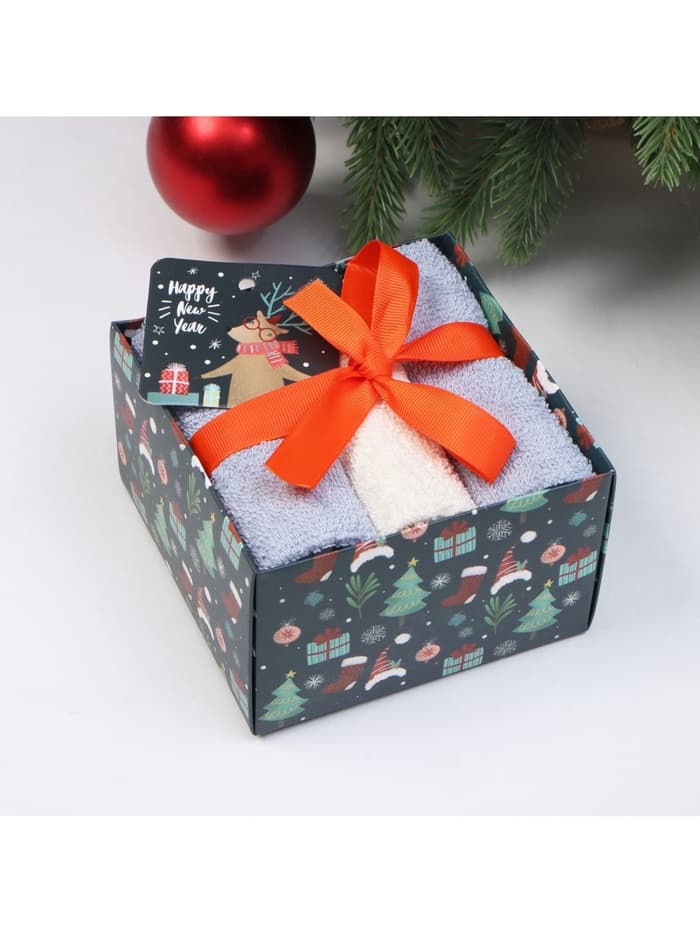 Полотенца махровые «Этель. Новогодние забавы», 30×30 см - 3 шт., хлопок 100%