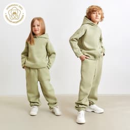 Брюки детские с начёсом MINAKU: Basic Line KIDS, оливковые, рост 110 см