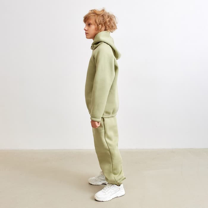 Брюки детские с начёсом MINAKU: Basic Line KIDS, оливковые, рост 110 см