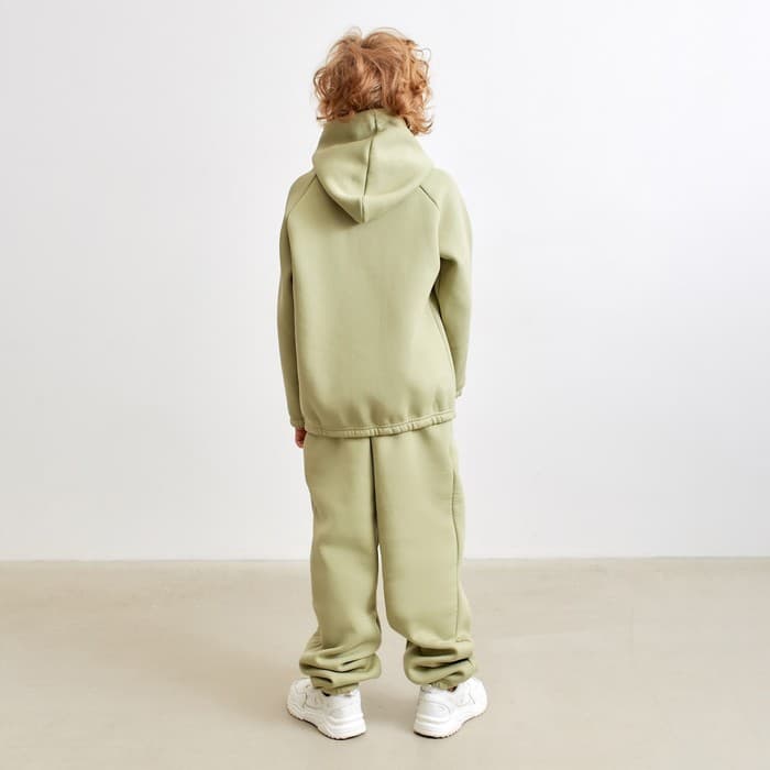 Брюки детские с начёсом MINAKU: Basic Line KIDS, оливковые, рост 110 см