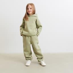 Брюки детские с начёсом MINAKU: Basic Line KIDS, оливковые, рост 110 см