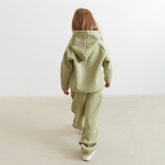 Брюки детские с начёсом MINAKU: Basic Line KIDS, оливковые, рост 110 см