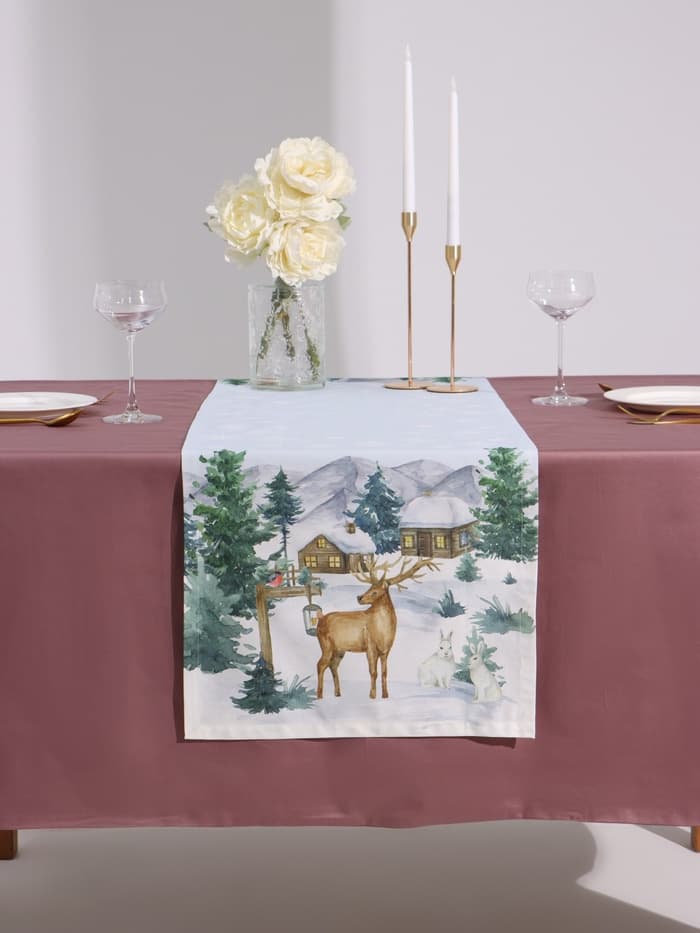 Дорожка на стол новогодняя «Этель» Forest animals, размер 40×147±5 см