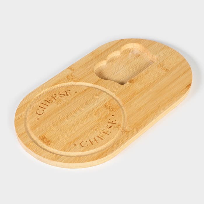 Набор для подачи сыра Доляна Cheese, 3 ножа, доска 32.5×18 см, бамбук