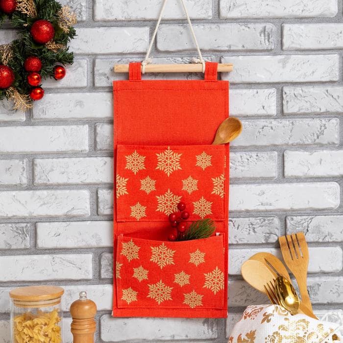 Кармашек текстильный «Этель. Снежинки», 2 отделения, 20×41 см