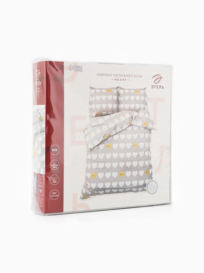 Постельное бельё евро «Этель» Heart, бязь